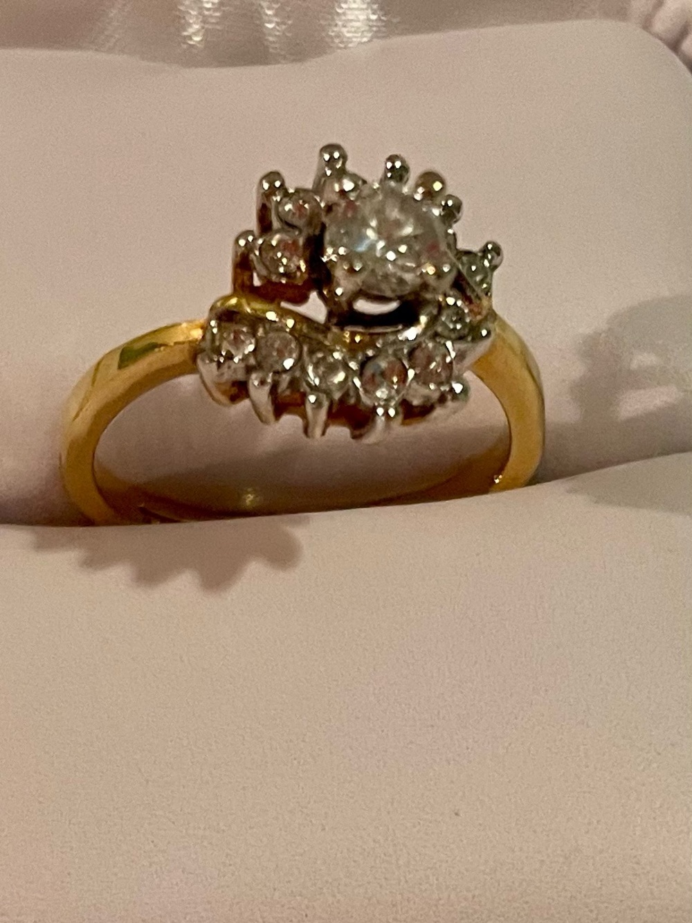 Vintage Taiwan CZ Cluster Ring - Anniversary Engagement